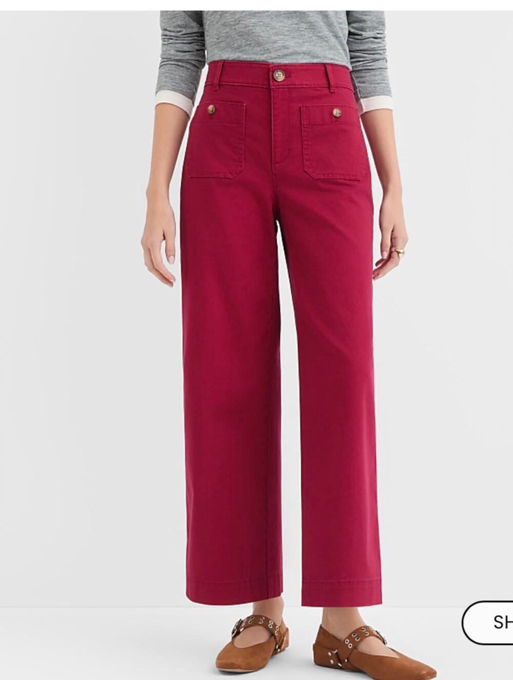 LOFT Womens Size 2 NWT The Palmer Wide Leg High Rise Pants Burgundy Trousers